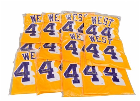 Lot of 12 Jerry West Signed Lakers Home Yellow Custom Jerseys  